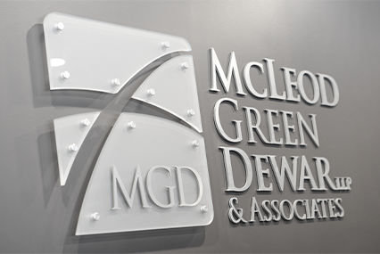 McLeod Green Dewar LLP & Associates sign on the wall